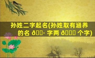 孙姓二字起名(孙姓取有涵养的名 🕷 字两 🐛 个字)